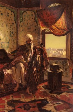 Árabe Painting - Fumar la cachimba El pintor árabe Rudolf Ernst